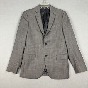 Theory Mens Size 38 Rudolf CF Kurson Suit Jacket Blazer Wool Gray Glen Plaid